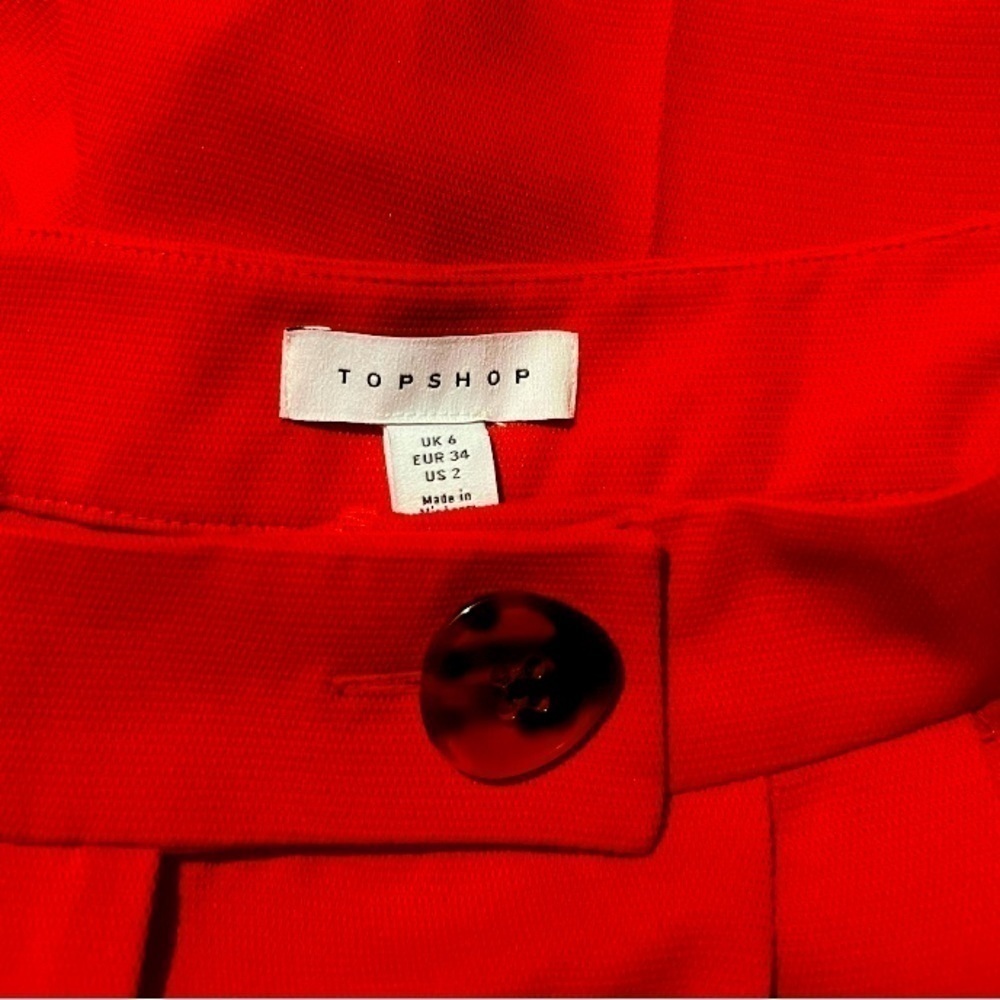 NWOT Topshop Rich Red Women's Trousers Size 2 - Picture 5 of 9